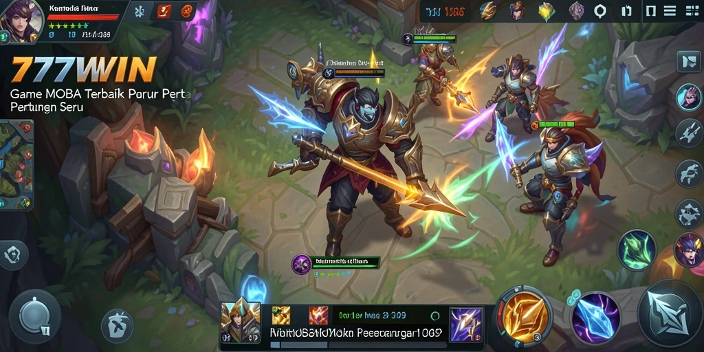 Tampilan gameplay seru dan strategis dalam 77WIN dengan tim yang bertempur.