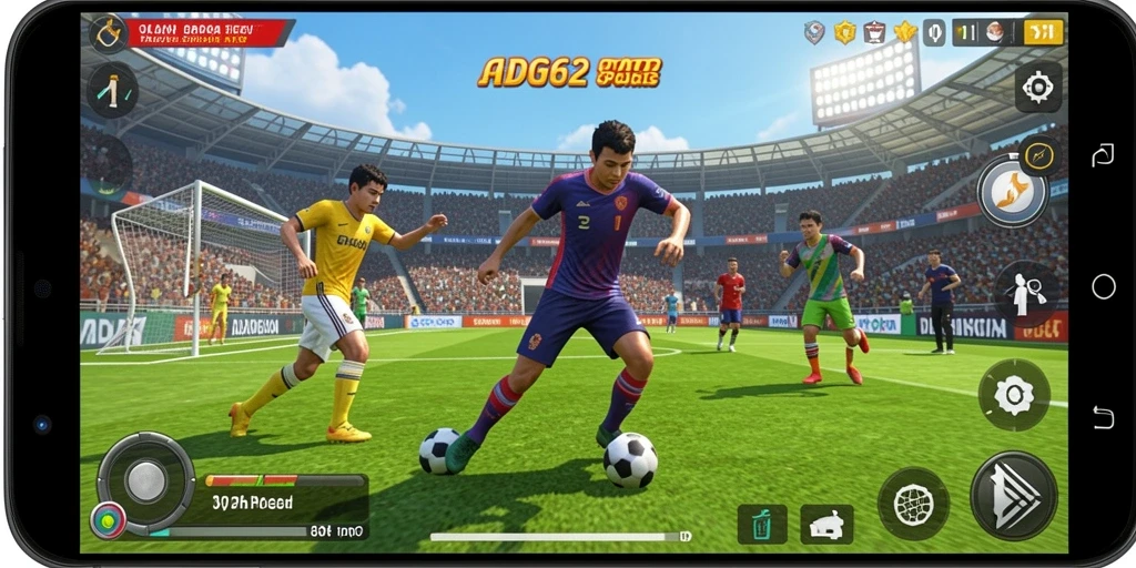 Tangkapan layar gameplay ADG62 yang menunjukkan aksi mendebarkan di lapangan.