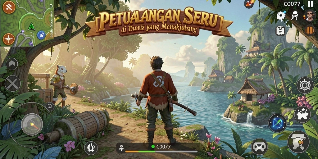 Tampilan gameplay C0077 yang menakjubkan dan penuh petualangan.