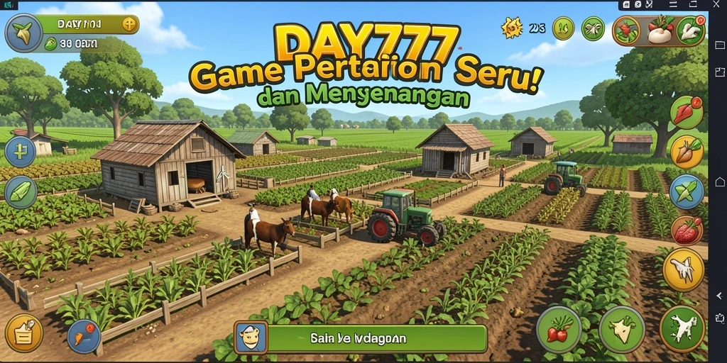 Tampilan gameplay DAY777 saat berkebun dan merawat tanaman.