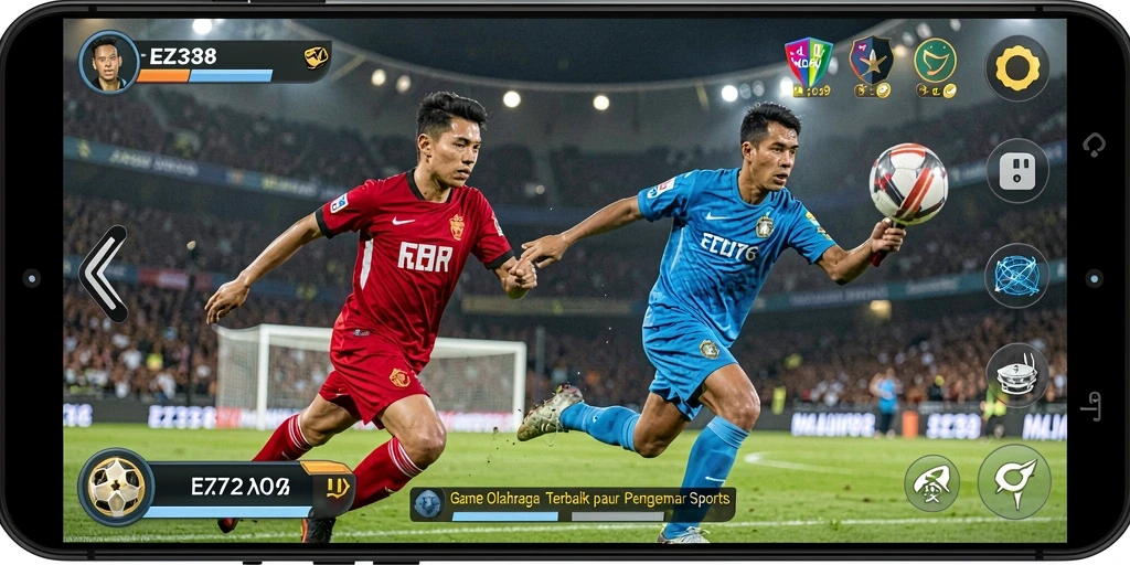 Screenshot utama EZ338 menampilkan aksi seru dalam permainan olahraga.