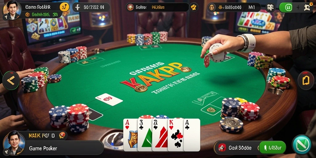 Screenshot dari permainan poker KAKRP yang mendebarkan.