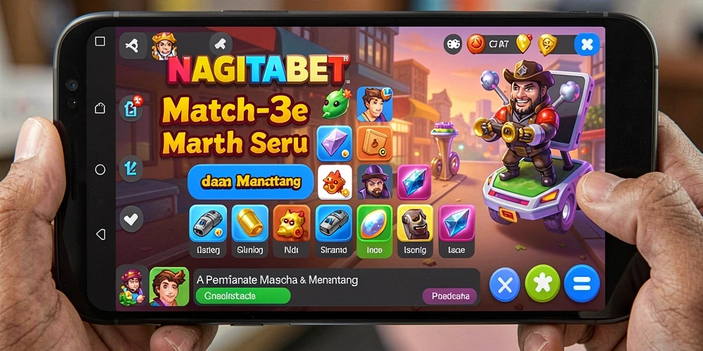 Gameplay NAGITABET menunjukkan aksi seru mencocokkan objek warna-warni.