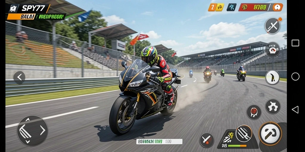 Screenshot gameplay motor racing yang menegangkan di SPY77.