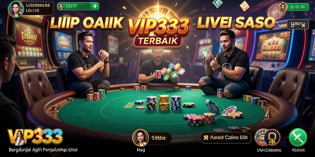 Screenshot gameplay Live Casino VIP333 yang menampilkan dealer langsung dan interaksi pemain.