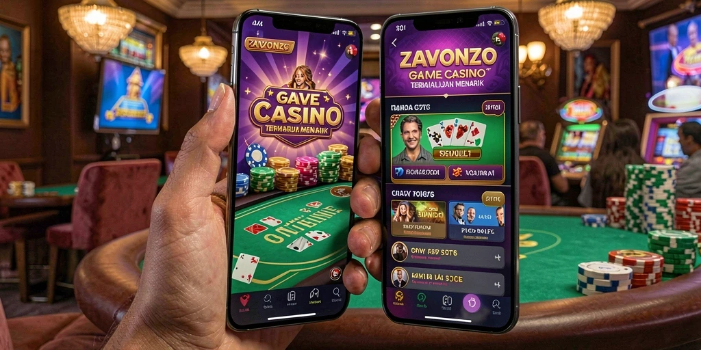 Tampilan menarik dari gameplay ZAVONZO yang menampilkan dealer langsung dan antarmuka kasino.